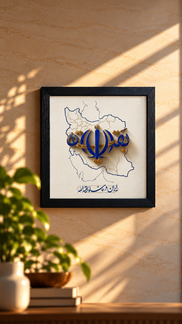 8-wall-3 تابلو «ایران در پناه اقتدار» | طرح نقشه ایران - تصویر 1